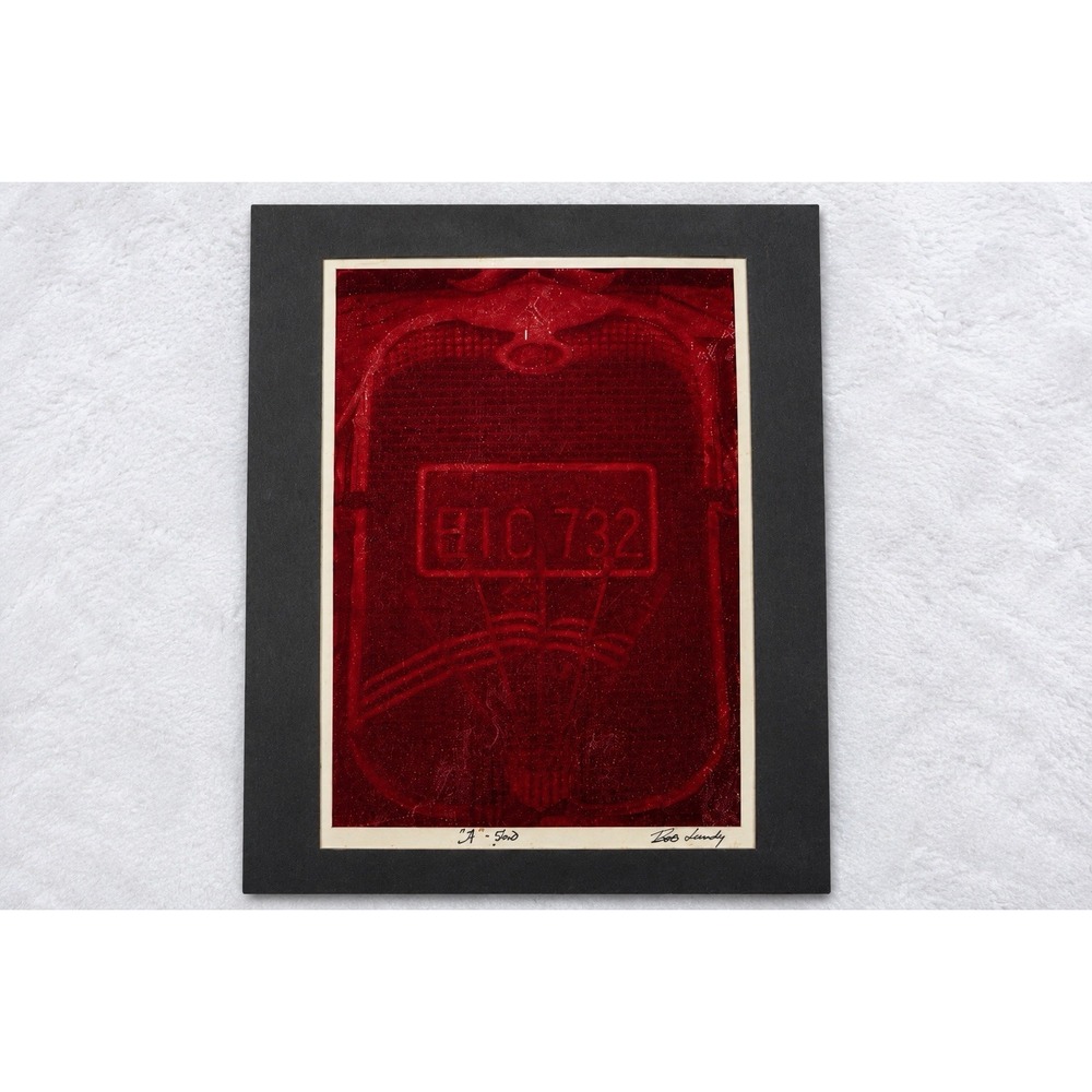 Bob Lundy Signed Experimental Photograph "A" Ford Abstract Red Vintage Art Print